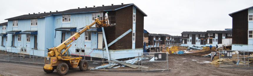 Building being demolished.